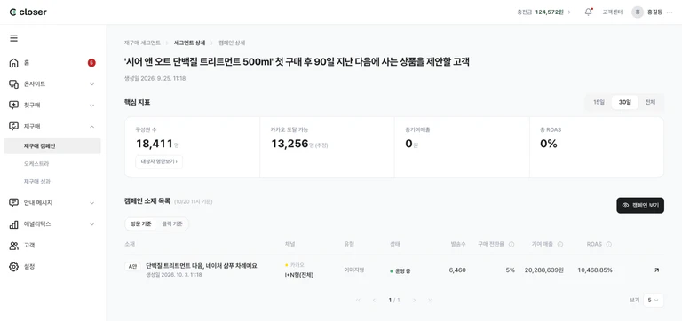 재구매 세그먼트 상세 화면